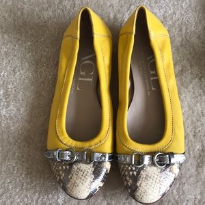 AGL yellow and snake skin flats